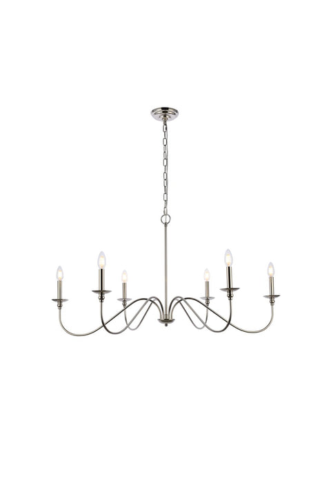 Elegant Lighting LD5056D42PN Six Light Chandelier, Polished Nickel