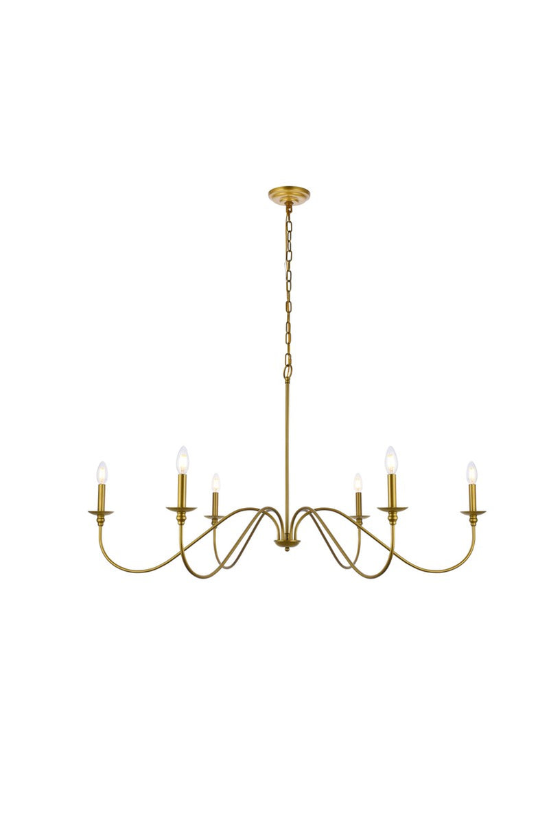 Elegant Lighting LD5056D48BR Six Light Chandelier, Brass