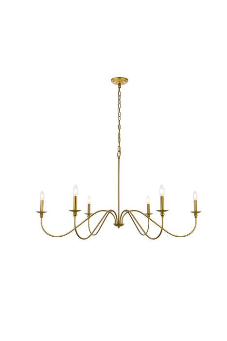 Elegant Lighting LD5056D48BR Six Light Chandelier, Brass