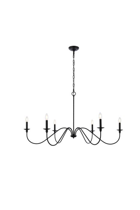 Elegant Lighting LD5056D48MB Six Light Chandelier, Matte Black