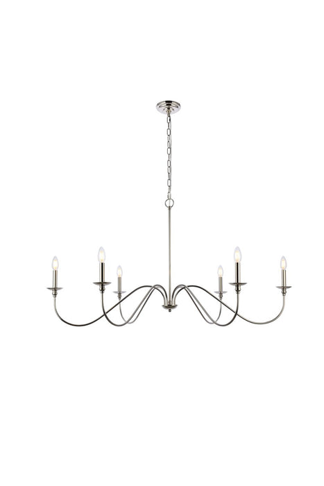 Elegant Lighting LD5056D48PN Six Light Chandelier, Polished Nickel