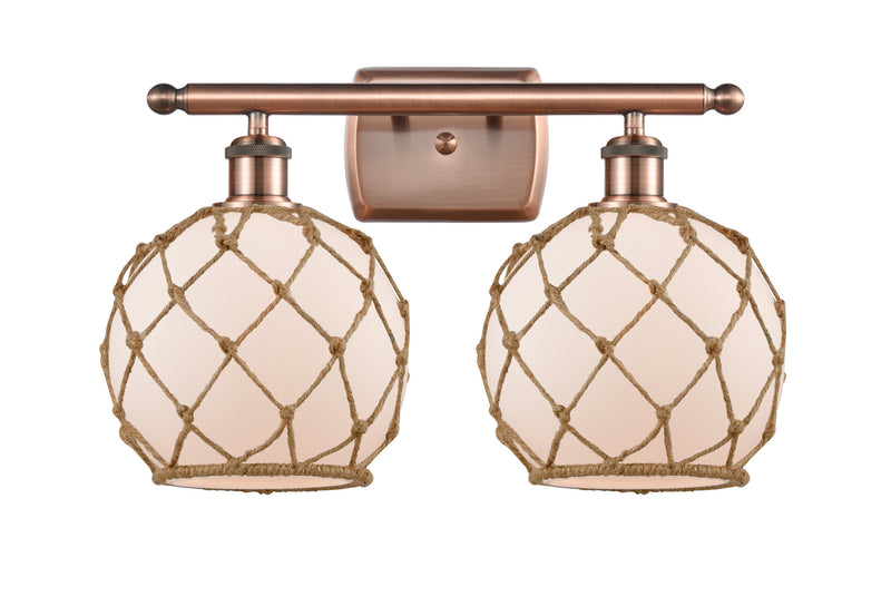 Innovations 516-2W-AC-G121-8RB Two Light Bath Vanity, Antique Copper