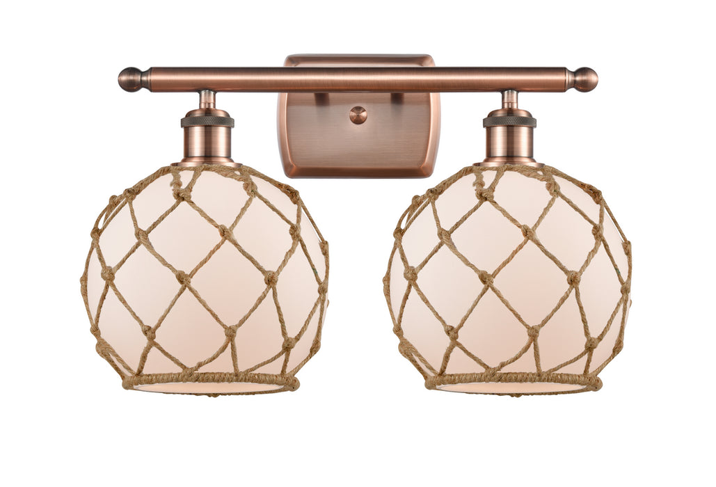 Innovations 516-2W-AC-G121-8RB Two Light Bath Vanity, Antique Copper