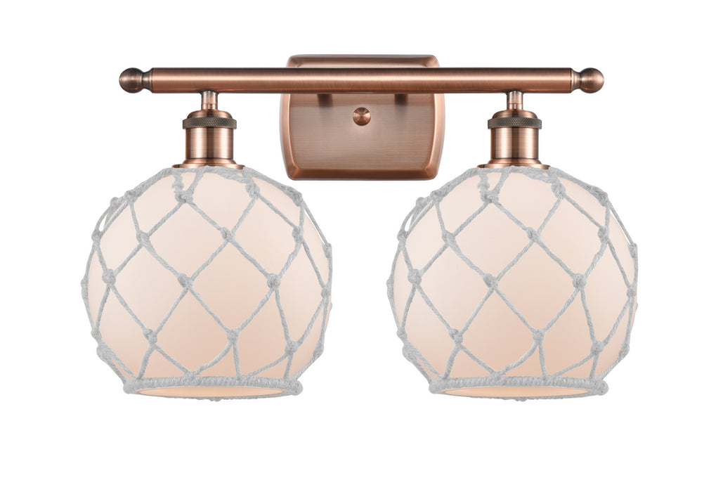 Innovations 516-2W-AC-G121-8RW Two Light Bath Vanity, Antique Copper
