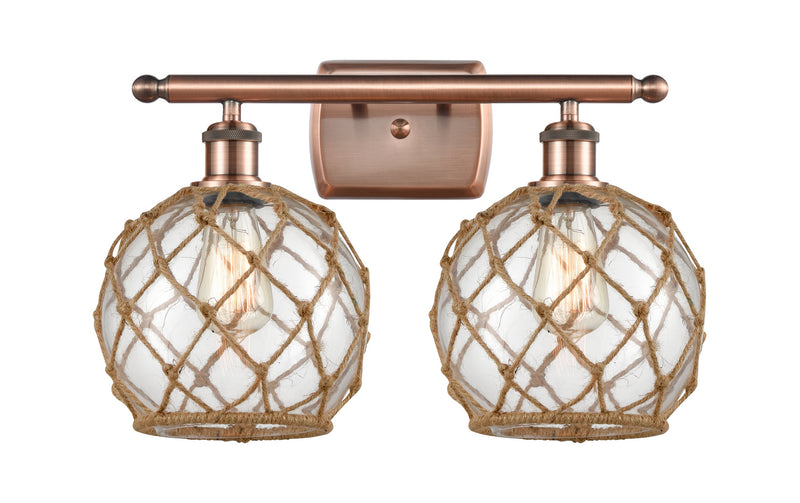 Innovations 516-2W-AC-G122-8RB Two Light Bath Vanity, Antique Copper