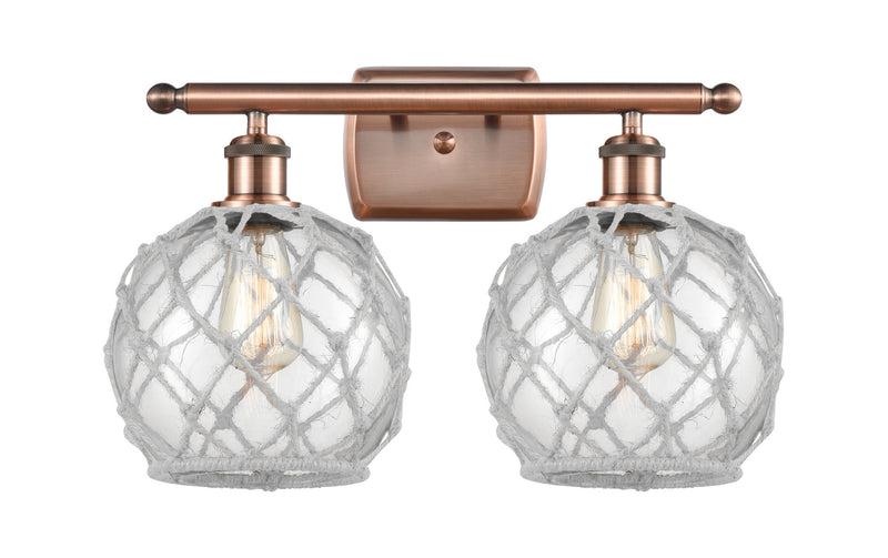Innovations 516-2W-AC-G122-8RW Two Light Bath Vanity, Antique Copper