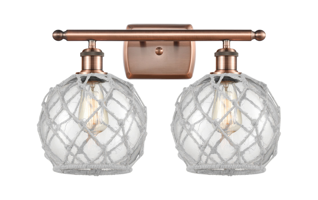 Innovations 516-2W-AC-G122-8RW Two Light Bath Vanity, Antique Copper