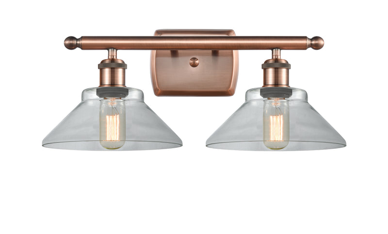 Innovations 516-2W-AC-G132 Two Light Bath Vanity, Antique Copper