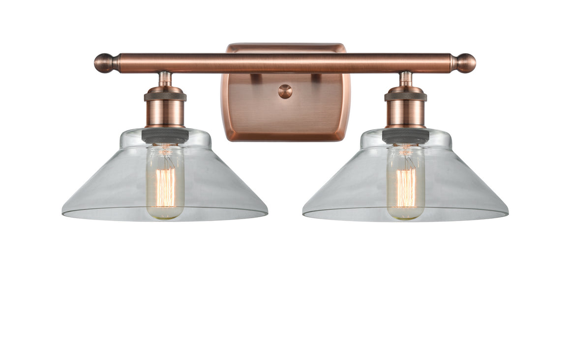 Innovations 516-2W-AC-G132 Two Light Bath Vanity, Antique Copper