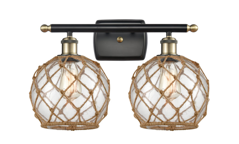 Innovations 516-2W-BAB-G122-8RB Two Light Bath Vanity, Black Antique Brass