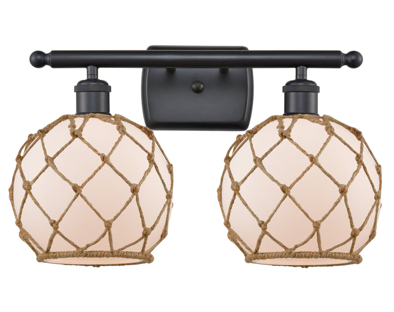 Innovations 516-2W-BK-G121-8RB Two Light Bath Vanity, Matte Black