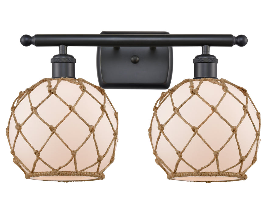 Innovations 516-2W-BK-G121-8RB Two Light Bath Vanity, Matte Black