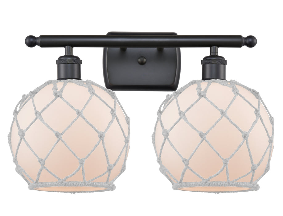 Innovations 516-2W-BK-G121-8RW Two Light Bath Vanity, Matte Black