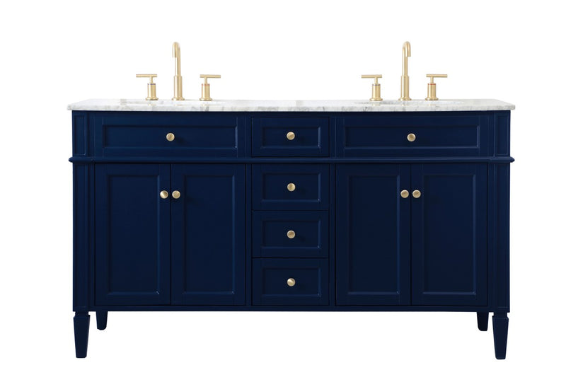 Elegant Lighting VF12560DBL Double Bathroom Vanity, blue