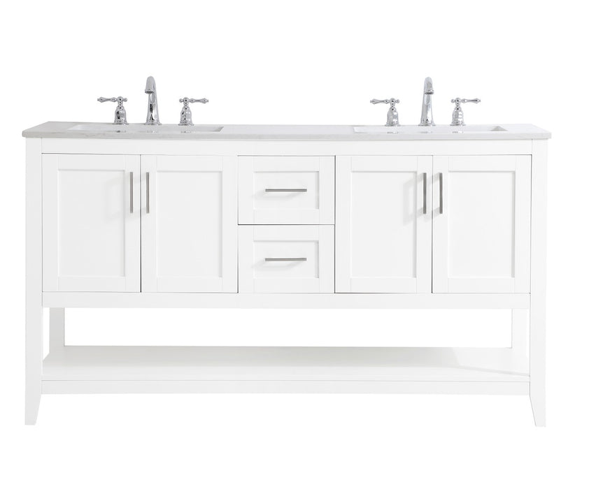 Elegant Lighting VF16060DWH Double Bathroom Vanity, White