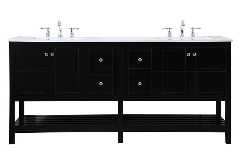 Elegant Lighting VF16472DBK Double Bathroom Vanity, Black