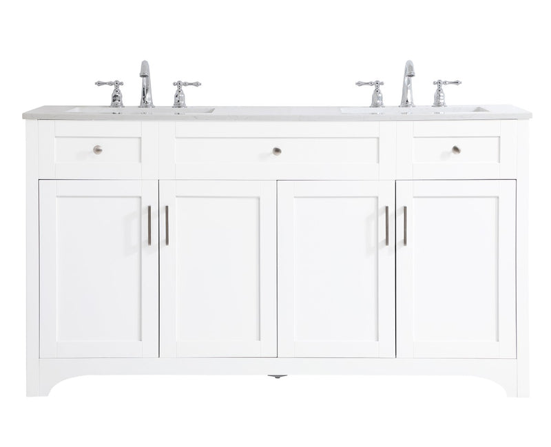 Elegant Lighting VF17060DWH Double Bathroom Vanity, White