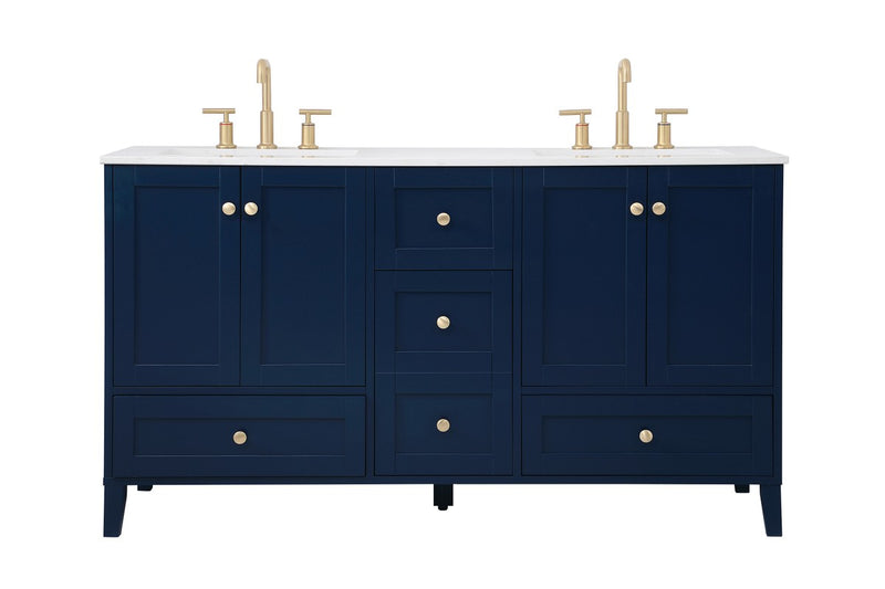 Elegant Lighting VF18060DBL Double Bathroom Vanity, Blue
