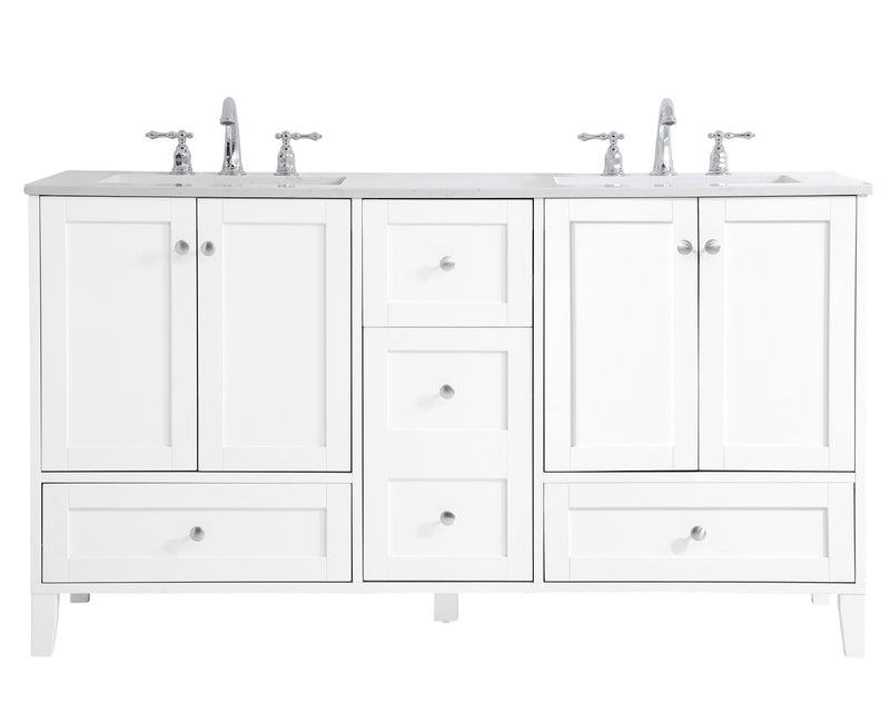Elegant Lighting VF18060DWH Double Bathroom Vanity, White