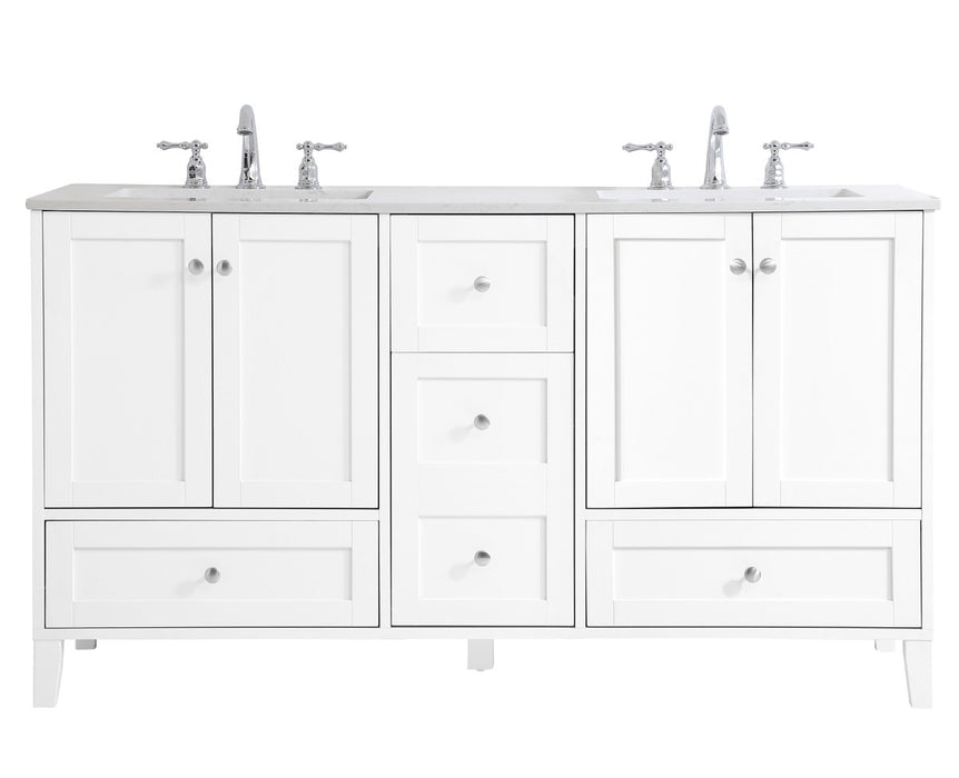 Elegant Lighting VF18060DWH Double Bathroom Vanity, White