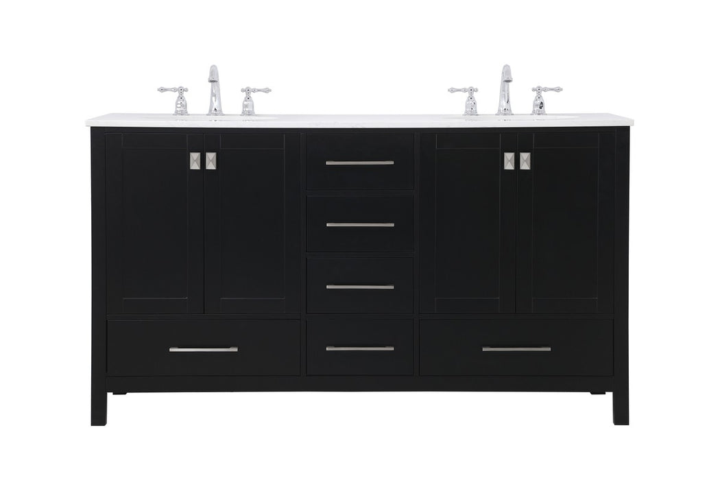 Elegant Lighting VF18860DBK Double Bathroom Vanity, Black