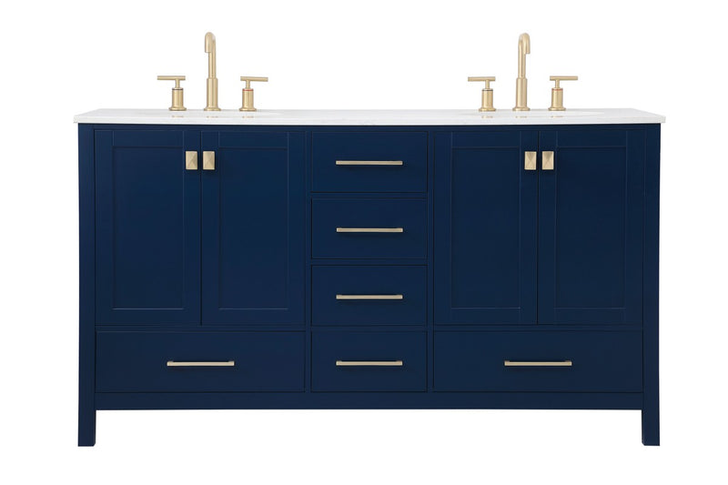 Elegant Lighting VF18860DBL Double Bathroom Vanity, Blue