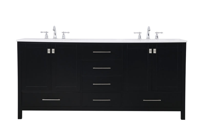 Elegant Lighting VF18872DBK Double Bathroom Vanity, Black
