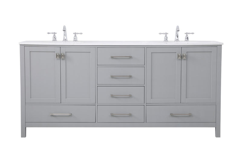 Elegant Lighting VF18872DGR Double Bathroom Vanity, Gray