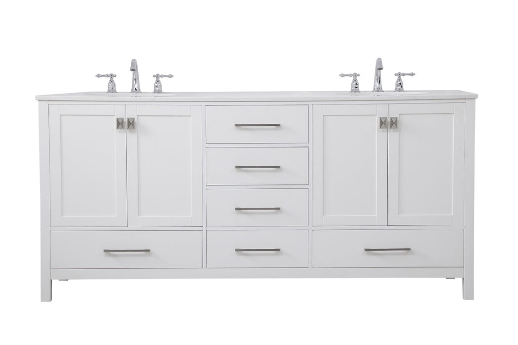 Elegant Lighting VF18872DWH Double Bathroom Vanity, White