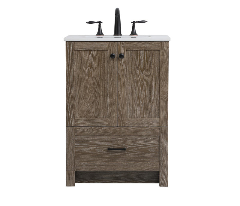 Elegant Lighting VF2824WO Single Bathroom Vanity, Weathered Oak