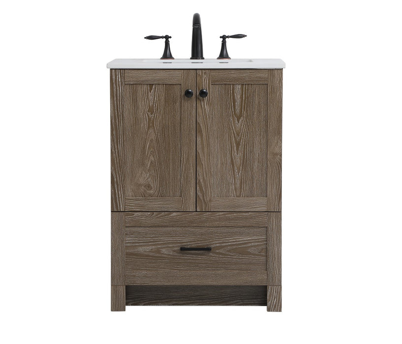 Elegant Lighting VF2824WO Single Bathroom Vanity, Weathered Oak