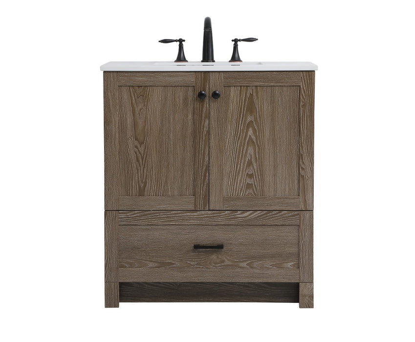 Elegant Lighting VF2830WO Single Bathroom Vanity, Weathered Oak