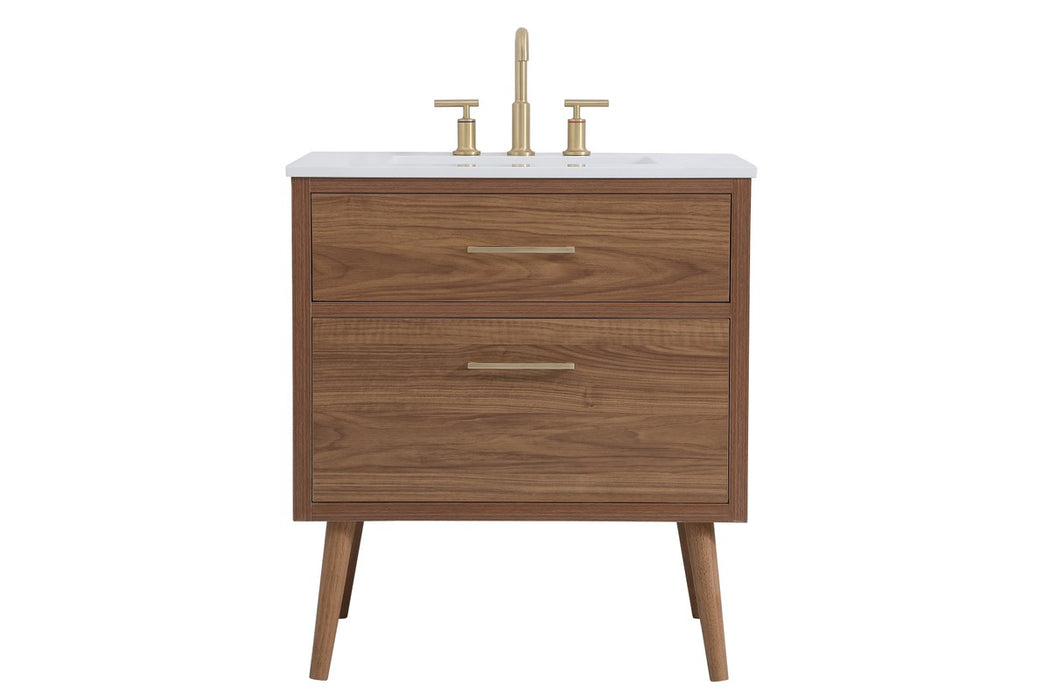 Elegant Lighting VF41030WB Bathroom Vanity Set, Walnut Brown