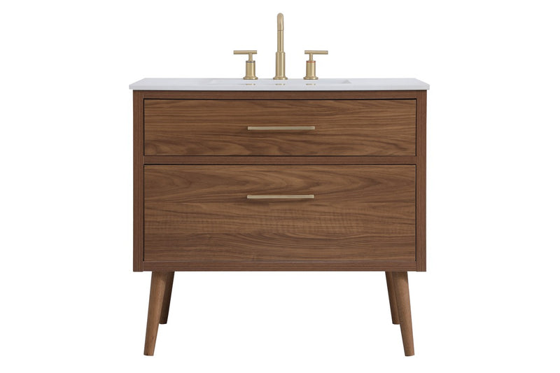Elegant Lighting VF41036WB Bathroom Vanity Set, Walnut Brown
