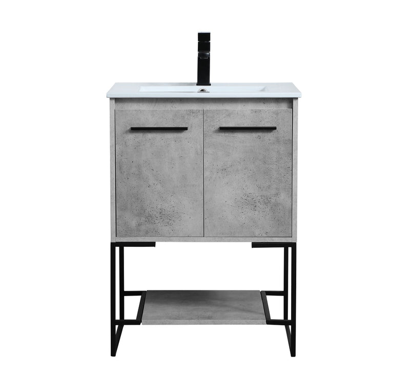 Elegant Lighting VF42024CG Single Bathroom Vanity, Concrete Grey