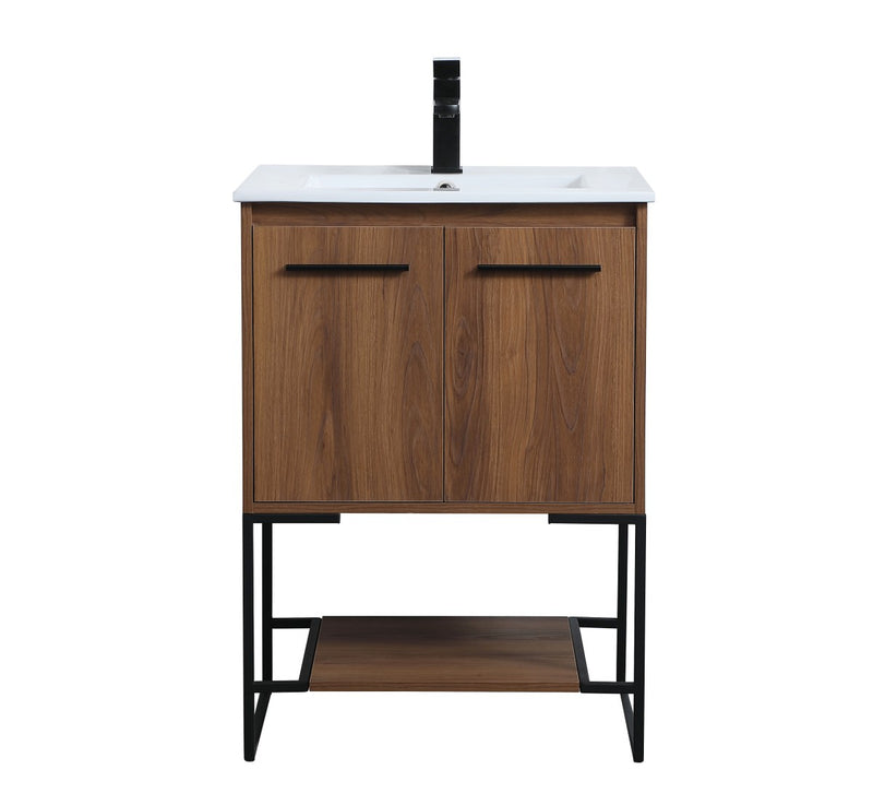 Elegant Lighting VF42024WB Single Bathroom Vanity, Walnut Brown
