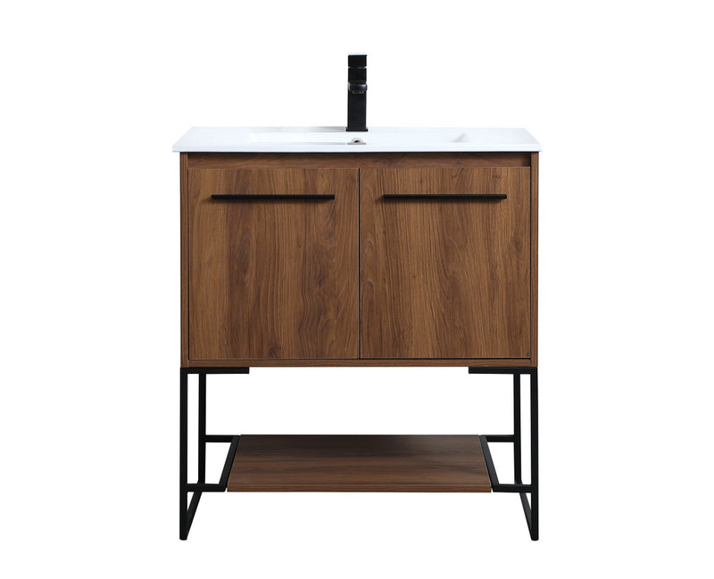 Elegant Lighting VF42030WB Single Bathroom Vanity, Walnut Brown