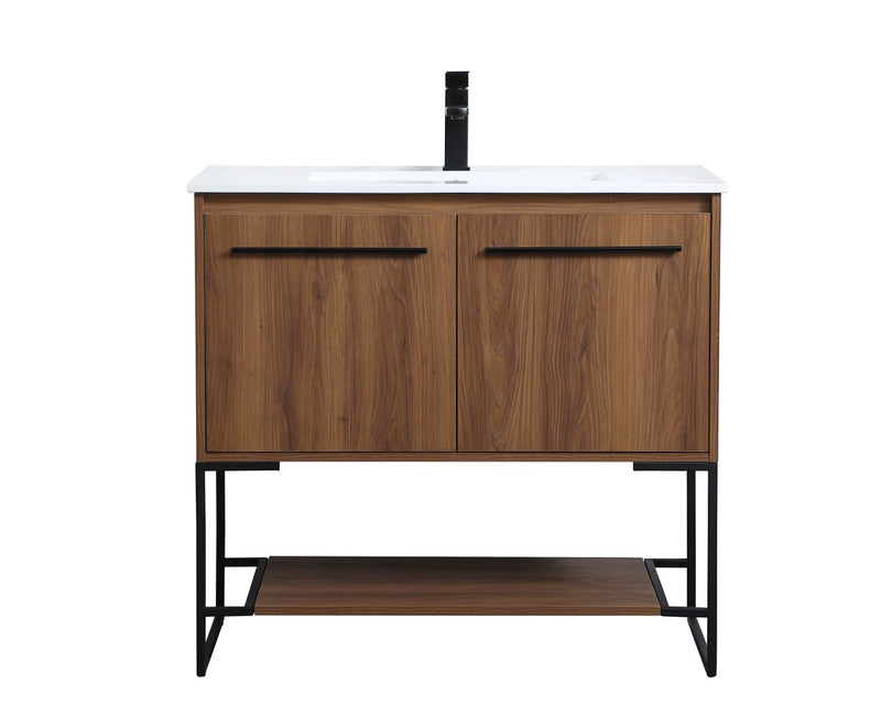 Elegant Lighting VF42036WB Single Bathroom Vanity, Walnut Brown