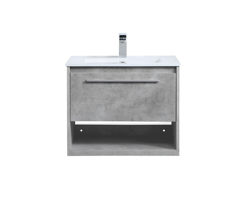 Elegant Lighting VF43024CG Single Bathroom Floating Vanity, Concrete Grey