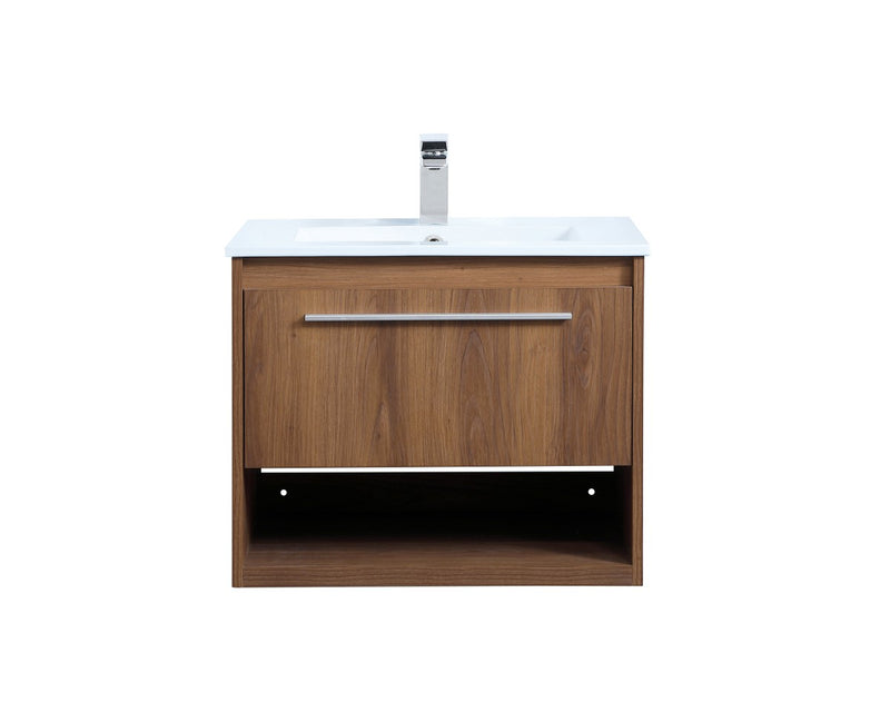 Elegant Lighting VF43024WB Single Bathroom Floating Vanity, Walnut Brown