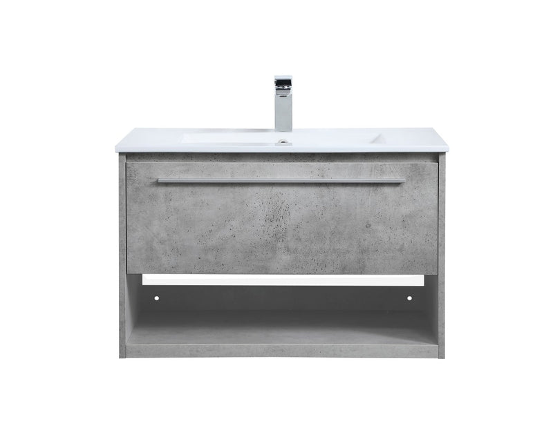 Elegant Lighting VF43030CG Single Bathroom Floating Vanity, Concrete Grey