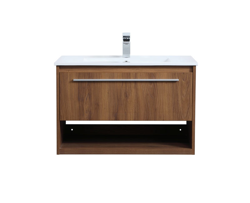 Elegant Lighting VF43030WB Single Bathroom Floating Vanity, Walnut Brown
