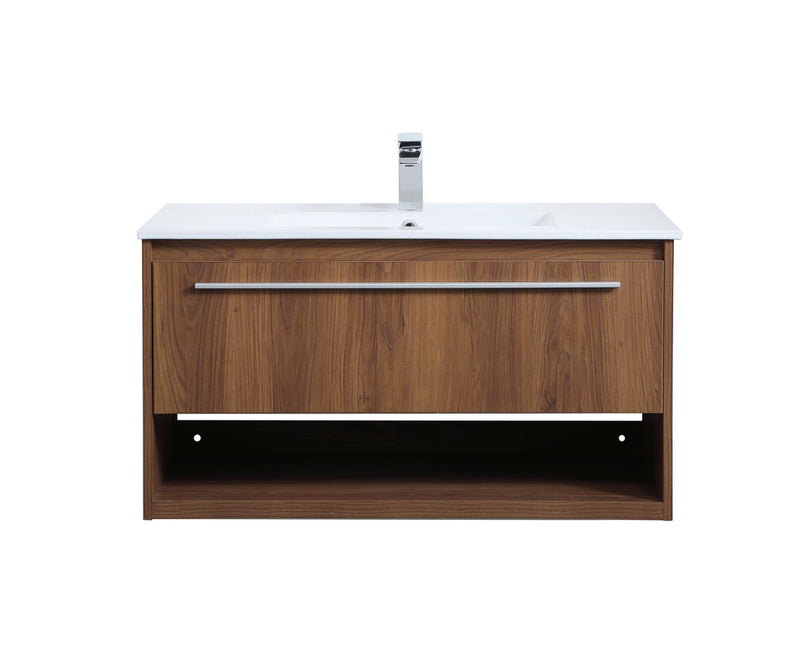 Elegant Lighting VF43036WB Single Bathroom Floating Vanity, Walnut Brown