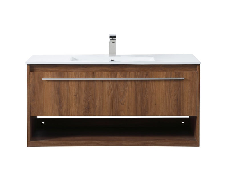 Elegant Lighting VF43040WB Single Bathroom Floating Vanity, Walnut Brown