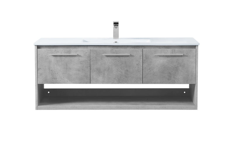 Elegant Lighting VF43048CG Single Bathroom Floating Vanity, Concrete Grey