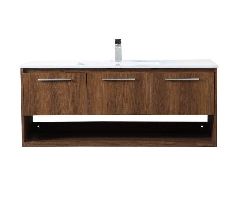 Elegant Lighting VF43048WB Single Bathroom Floating Vanity, Walnut Brown