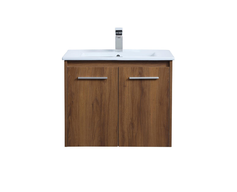 Elegant Lighting VF44024WB Single Bathroom Floating Vanity, Walnut Brown