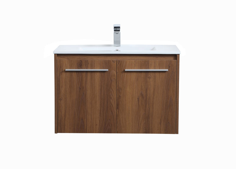 Elegant Lighting VF44030WB Single Bathroom Floating Vanity, Walnut Brown