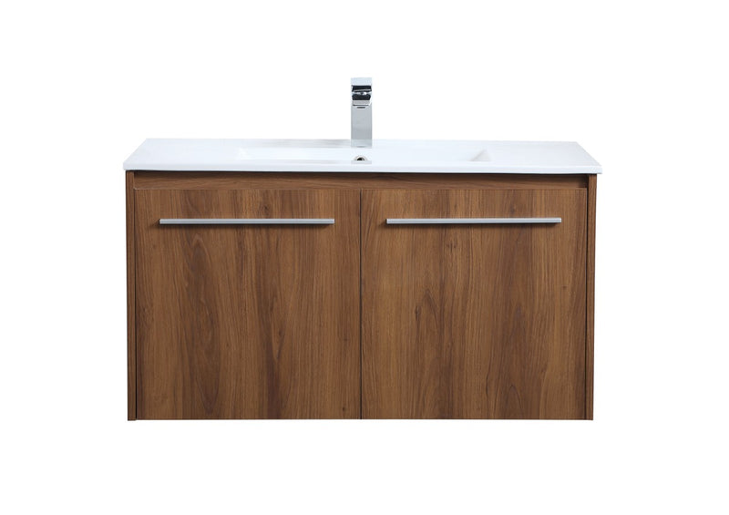 Elegant Lighting VF44036WB Single Bathroom Floating Vanity, Walnut Brown