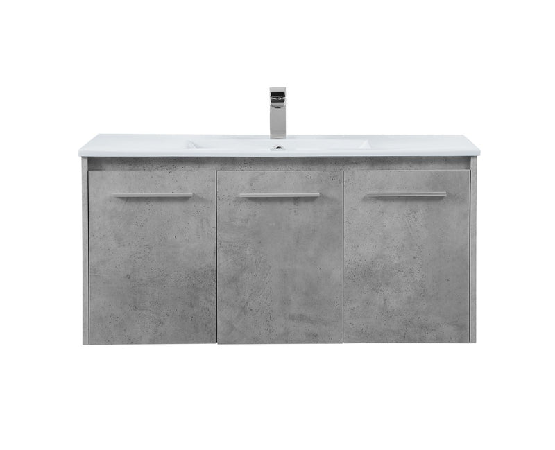 Elegant Lighting VF44040CG Single Bathroom Floating Vanity, Concrete Grey